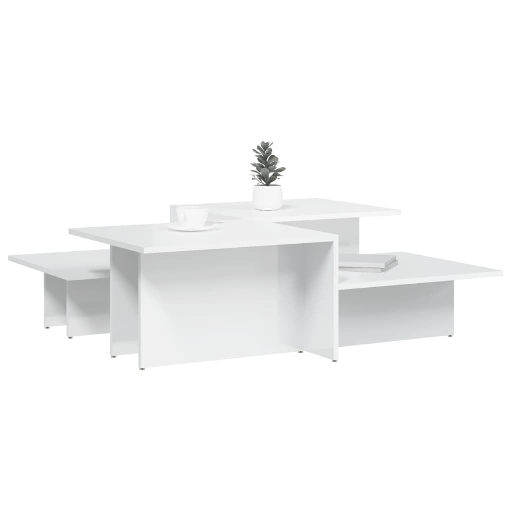 Tables basses 2 pcs blanc brillant bois d'ingénierie