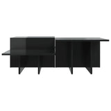 Tables basses 2 pcs noir brillant bois d'ingénierie