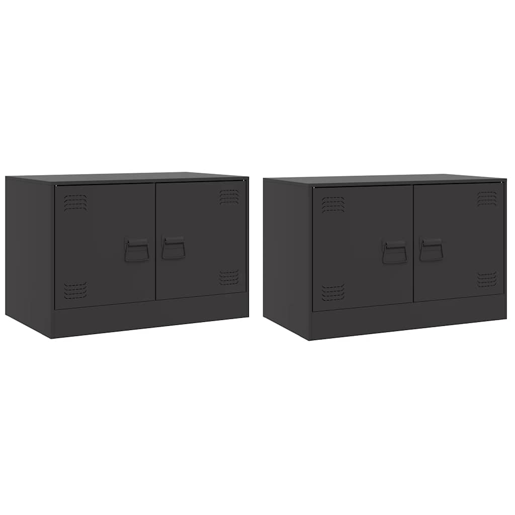 Meubles TV 2 pcs noir 67x39x44 cm acier