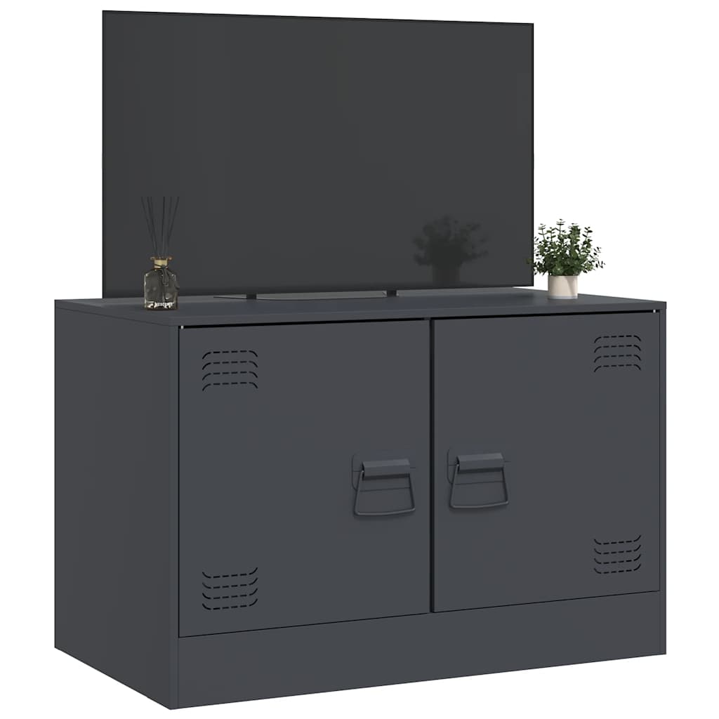 Meuble TV anthracite 67x39x44 cm acier