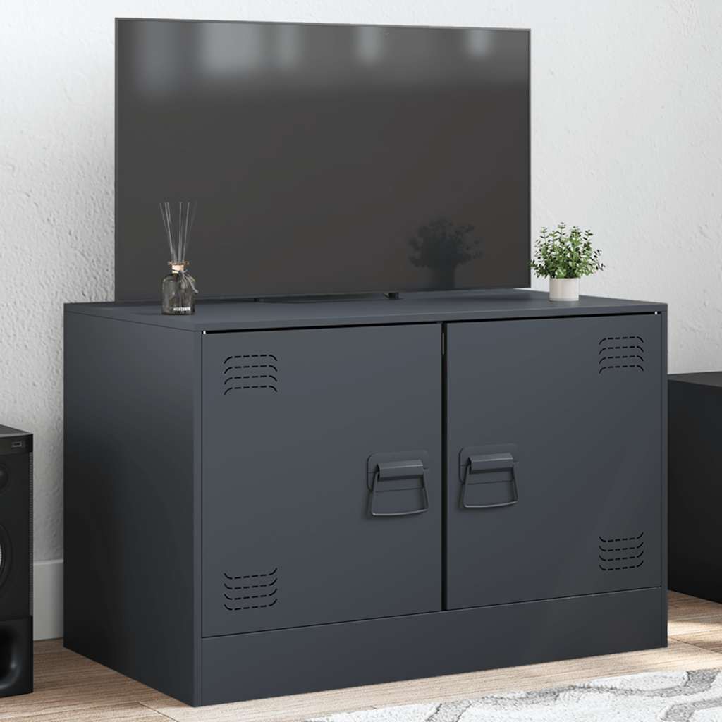 Meuble TV anthracite 67x39x44 cm acier