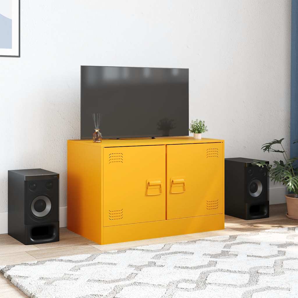 Meuble TV jaune moutarde 67x39x44 cm acier