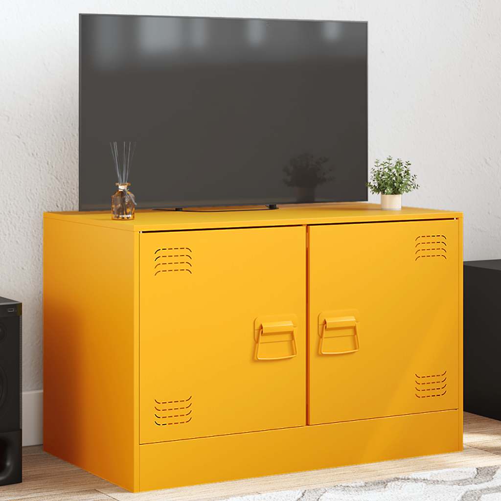 Meuble TV jaune moutarde 67x39x44 cm acier