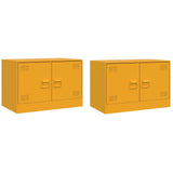 Meubles TV 2 pcs jaune moutarde 67x39x44 cm acier