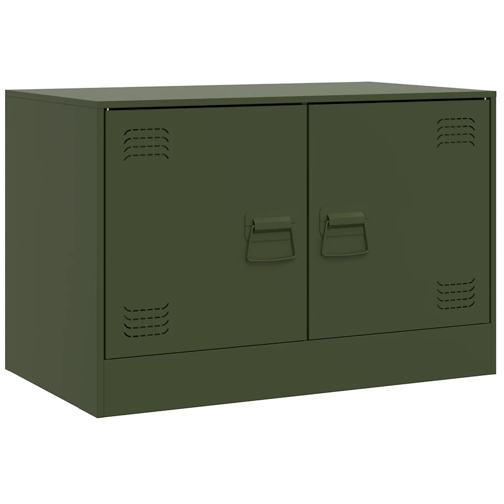 Meuble TV vert olive 67x39x44 cm acier