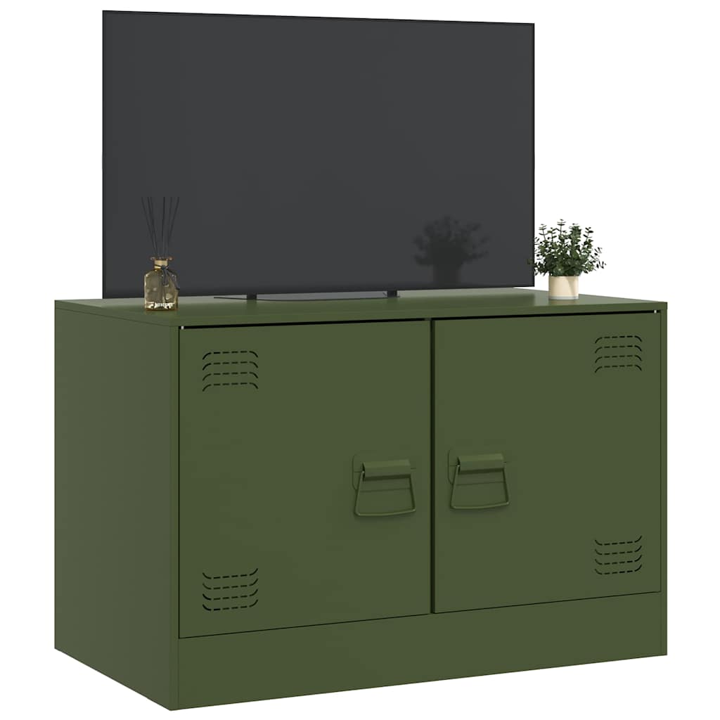 Meuble TV vert olive 67x39x44 cm acier