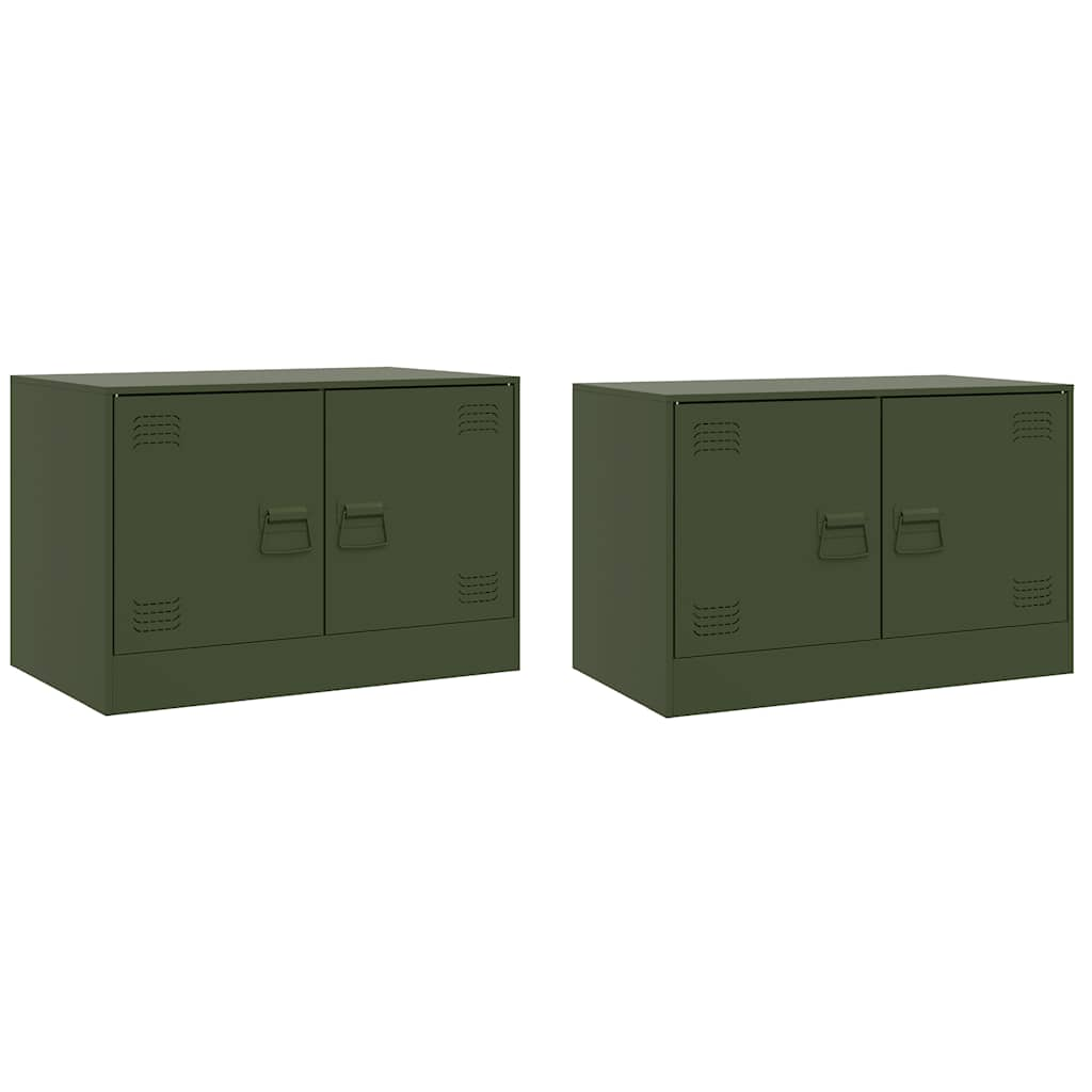 Meubles TV 2 pcs vert olive 67x39x44 cm acier