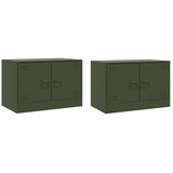 Meubles TV 2 pcs vert olive 67x39x44 cm acier