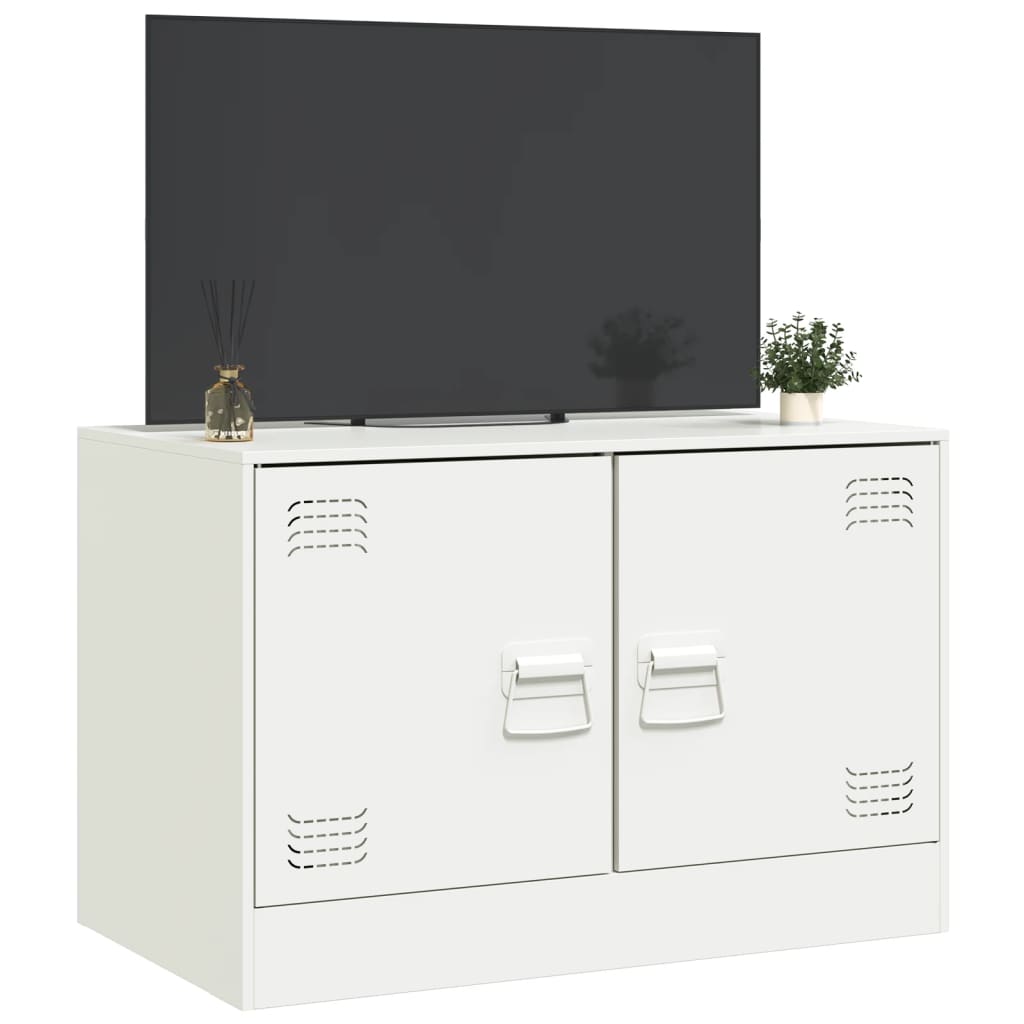 Meuble TV blanc 67x39x44 cm acier