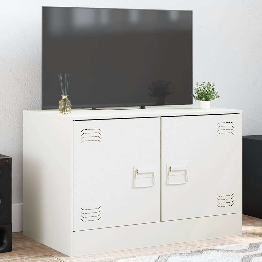 Meuble TV blanc 67x39x44 cm acier