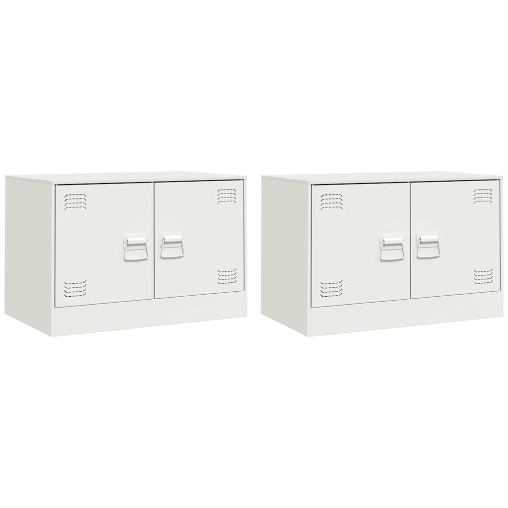 Meubles TV 2 pcs blanc 67x39x44 cm acier