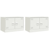 Meubles TV 2 pcs blanc 67x39x44 cm acier