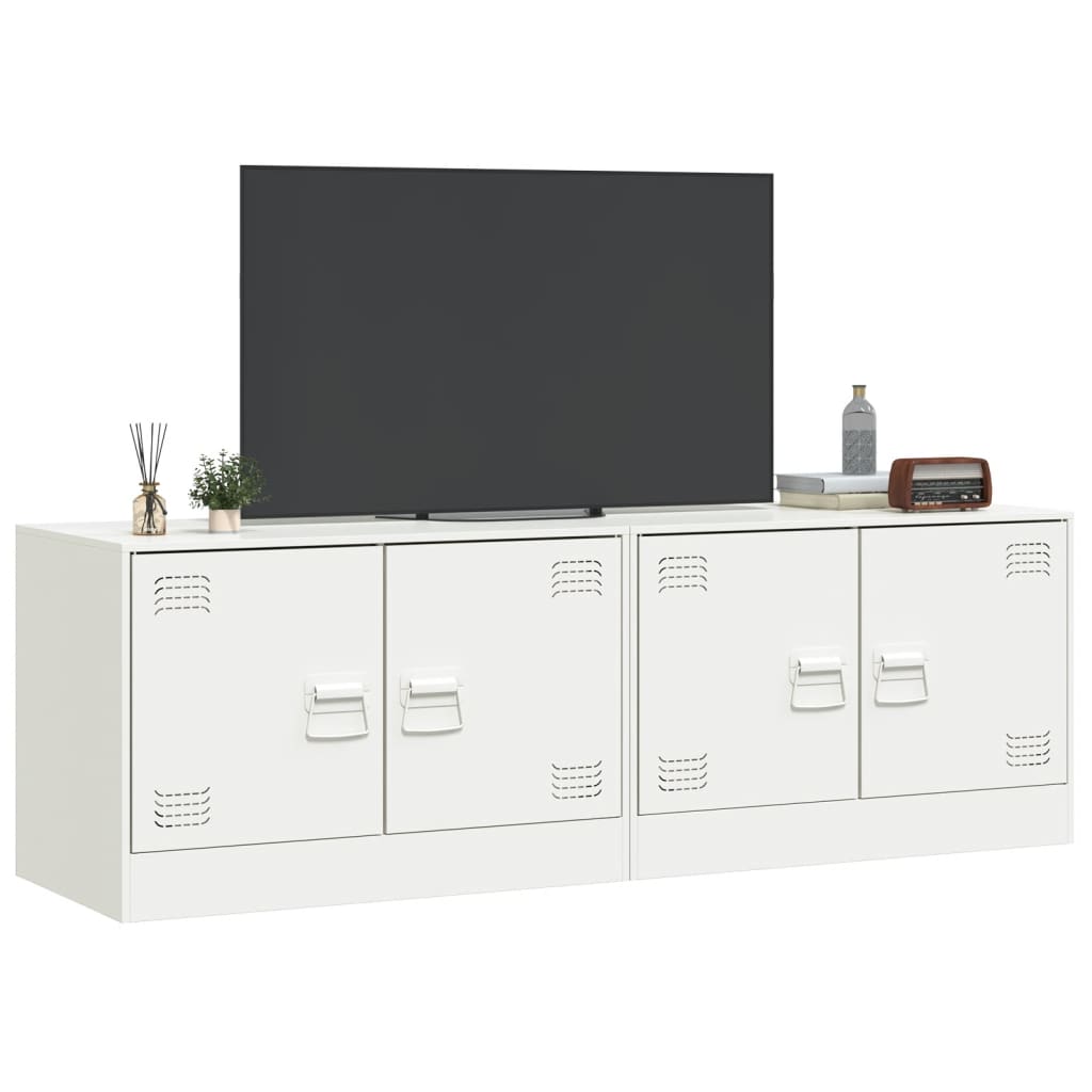 Meubles TV 2 pcs blanc 67x39x44 cm acier