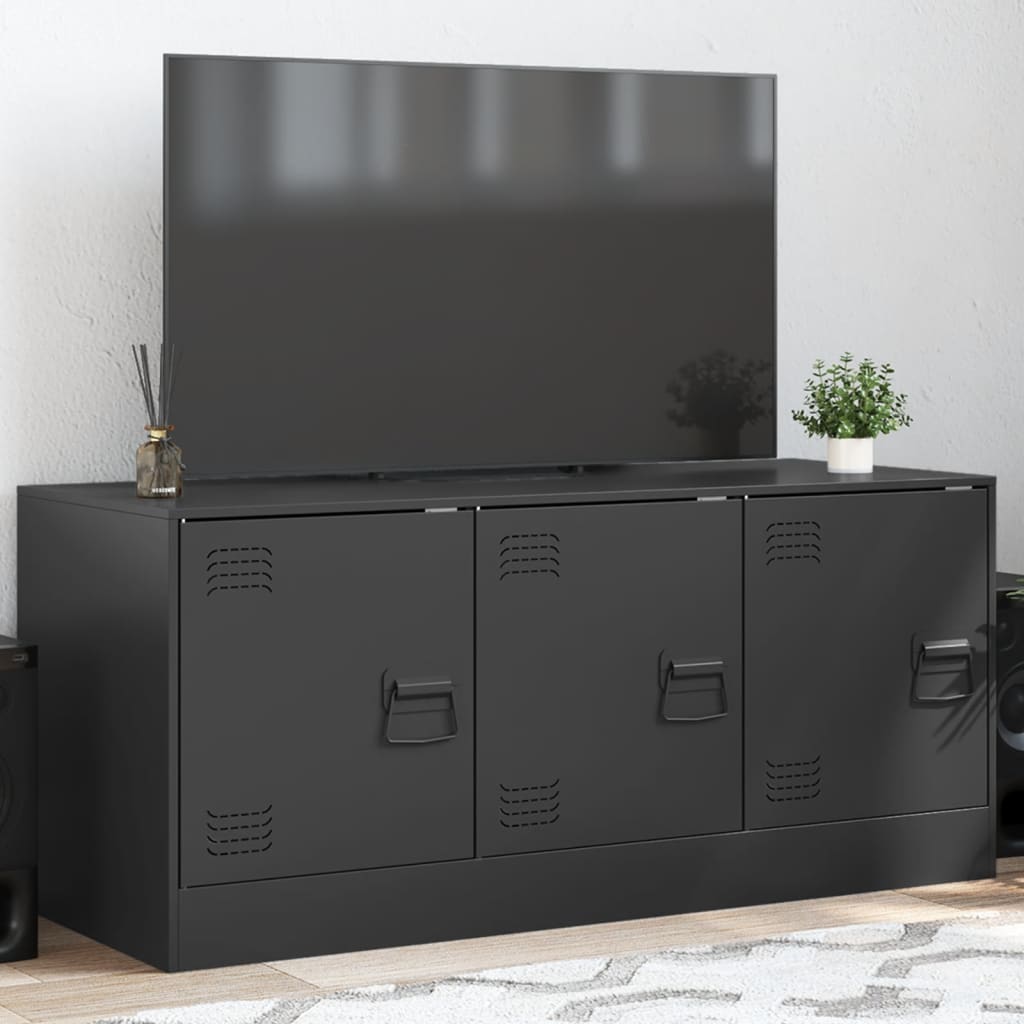 Meuble TV noir 99x39x44 cm acier