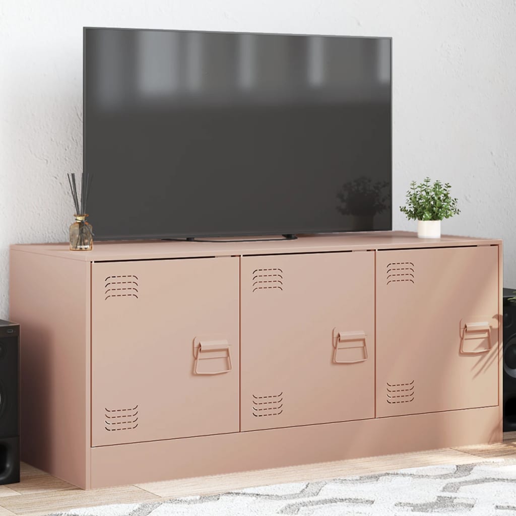 Meuble TV rose 99x39x44 cm acier