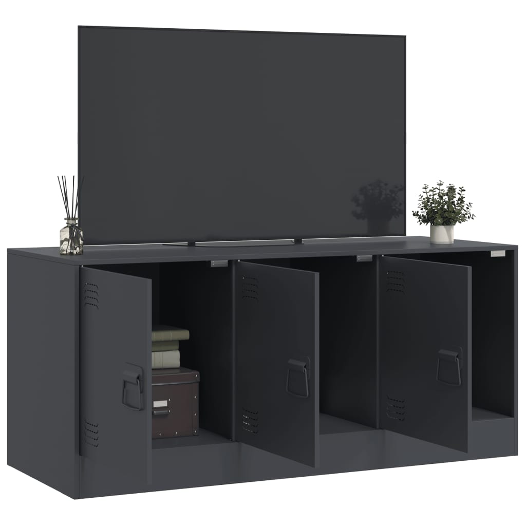 Meuble TV anthracite 99x39x44 cm acier