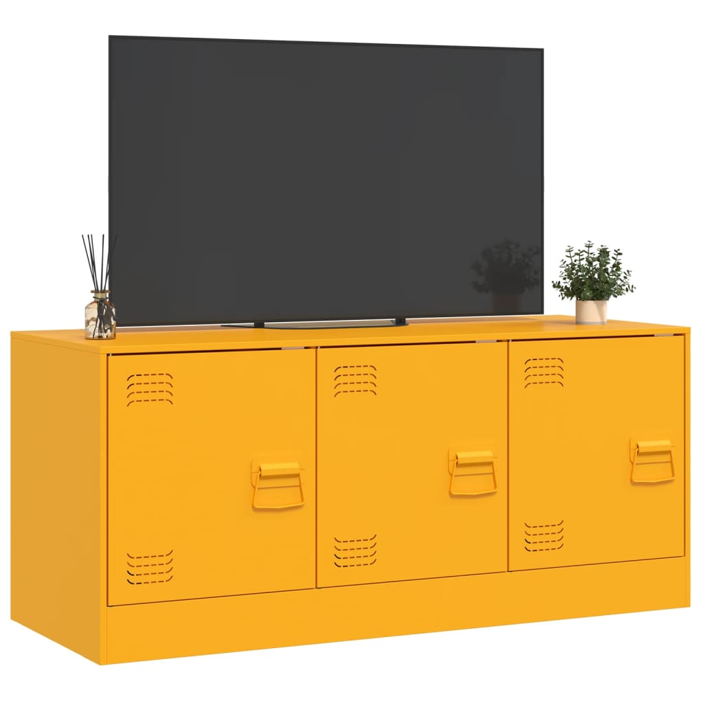 Meuble TV jaune moutarde 99x39x44 cm acier