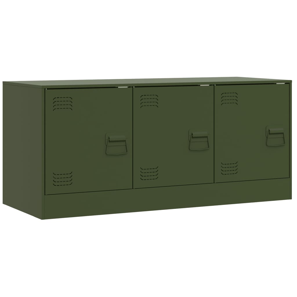 Meuble TV vert olive 99x39x44 cm acier