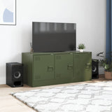 Meuble TV vert olive 99x39x44 cm acier