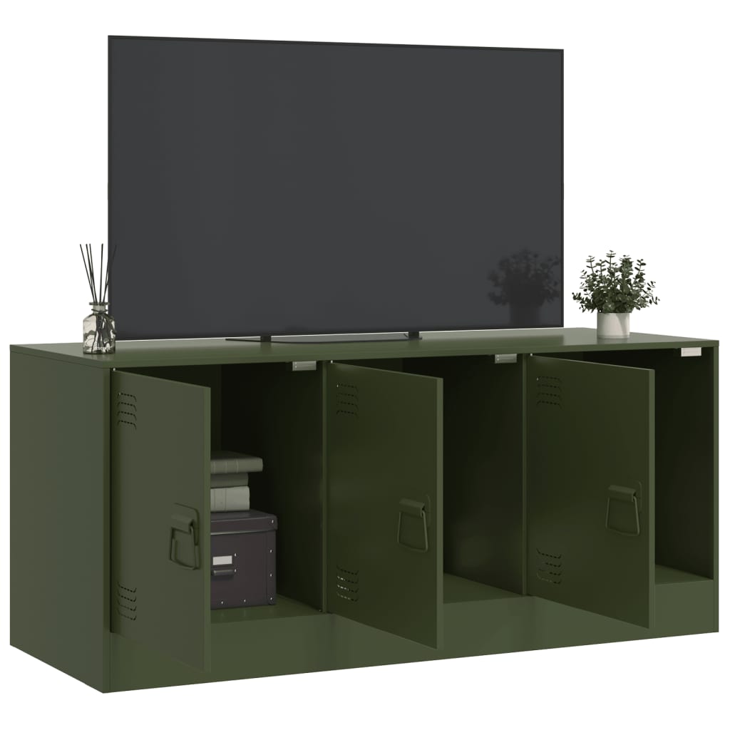 Meuble TV vert olive 99x39x44 cm acier