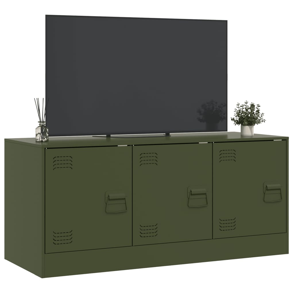 Meuble TV vert olive 99x39x44 cm acier