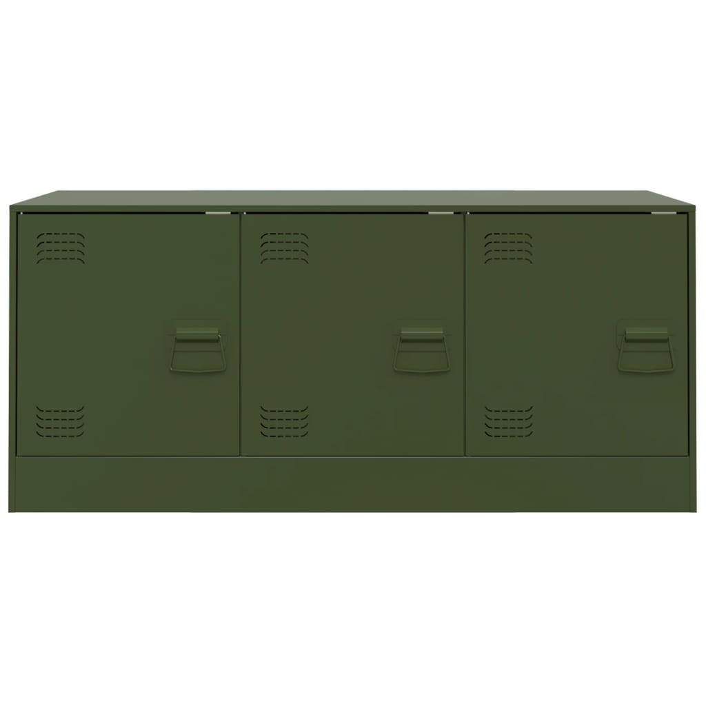 Meuble TV vert olive 99x39x44 cm acier