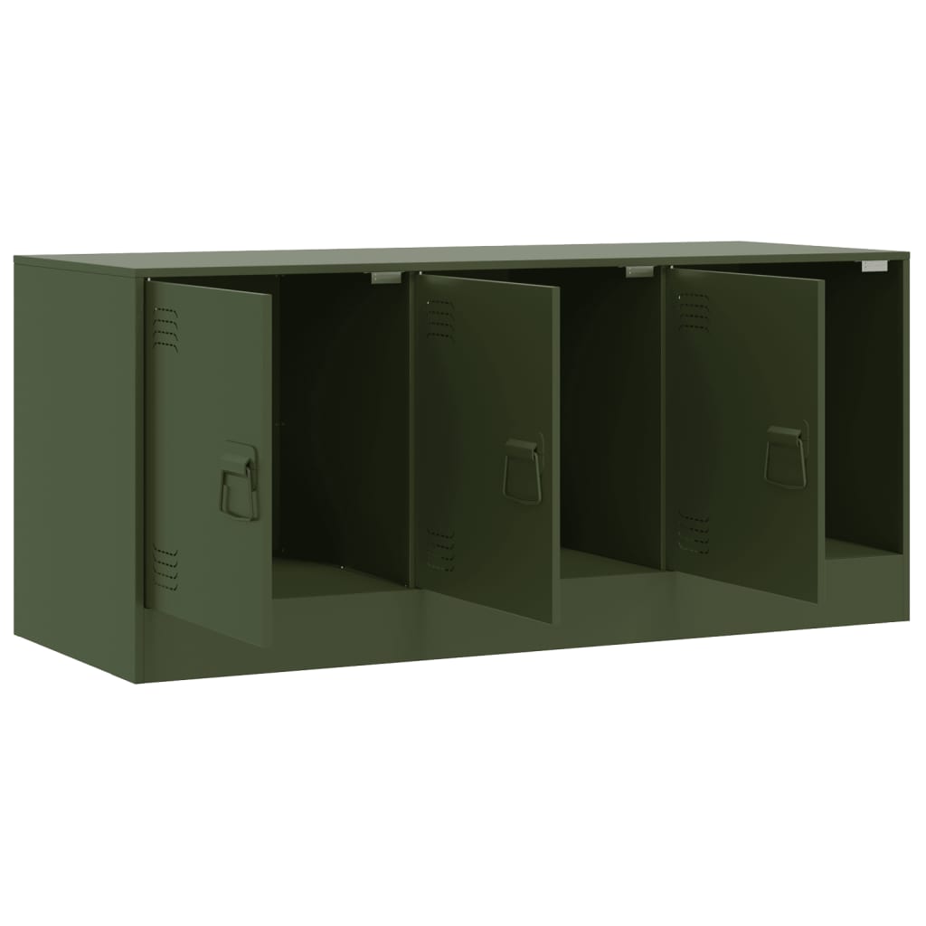 Meuble TV vert olive 99x39x44 cm acier