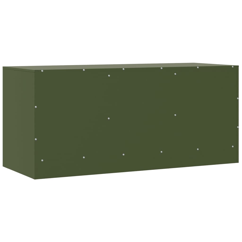 Meuble TV vert olive 99x39x44 cm acier