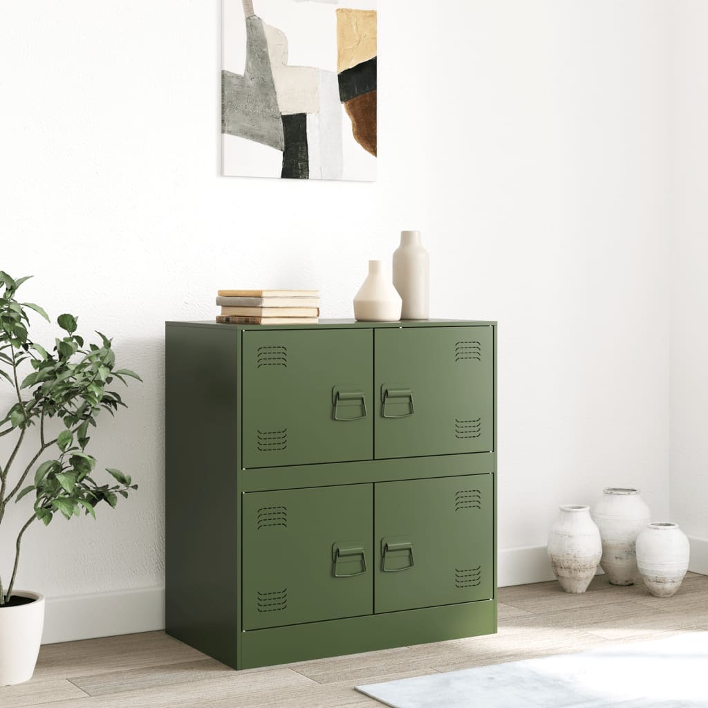 Olive green sideboard 67x39x73 cm steel