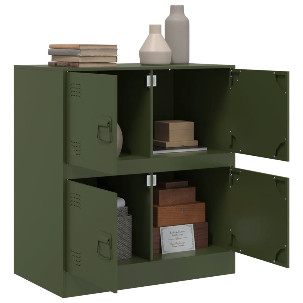 Olive green sideboard 67x39x73 cm steel