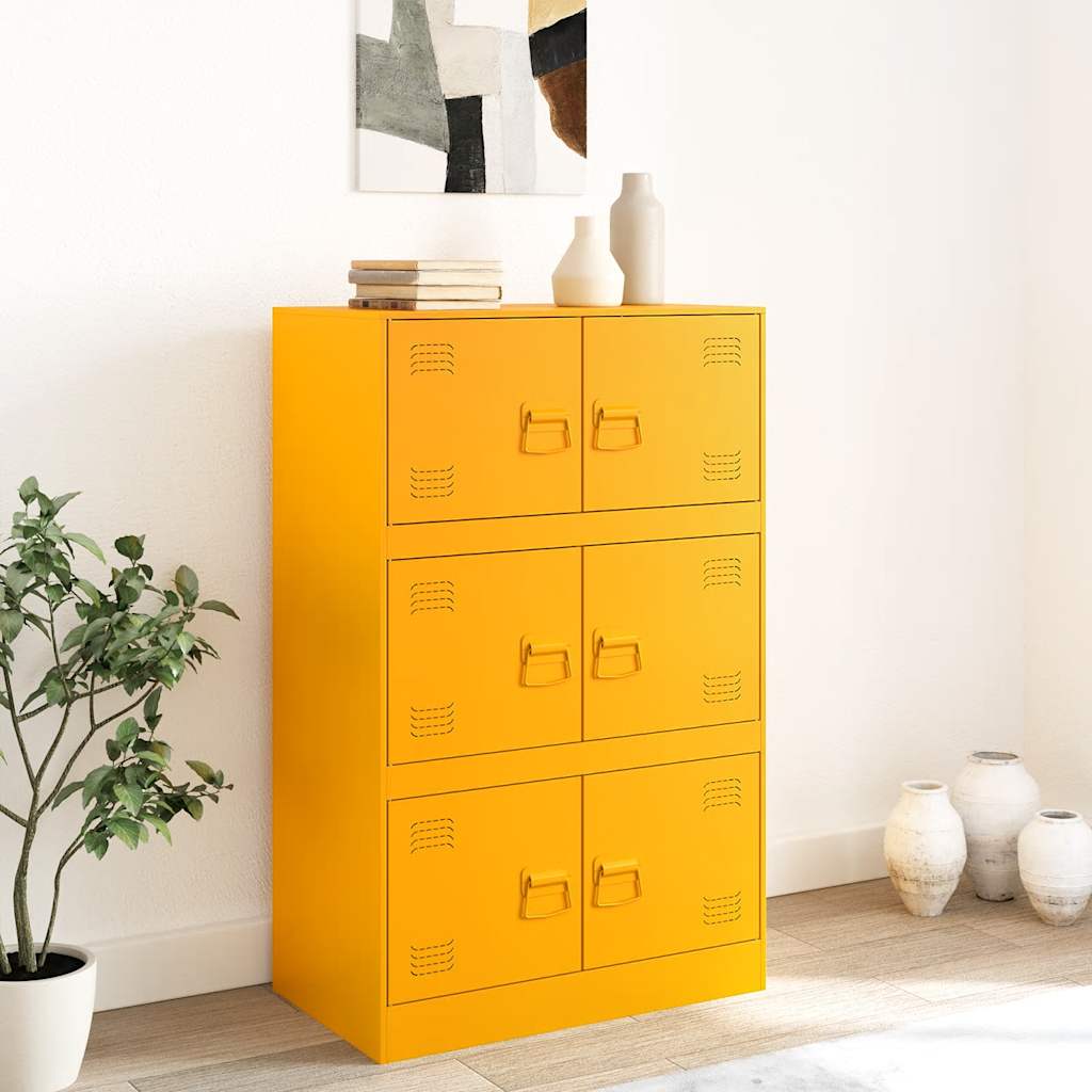 Buffet jaune moutarde 67x39x107 cm acier