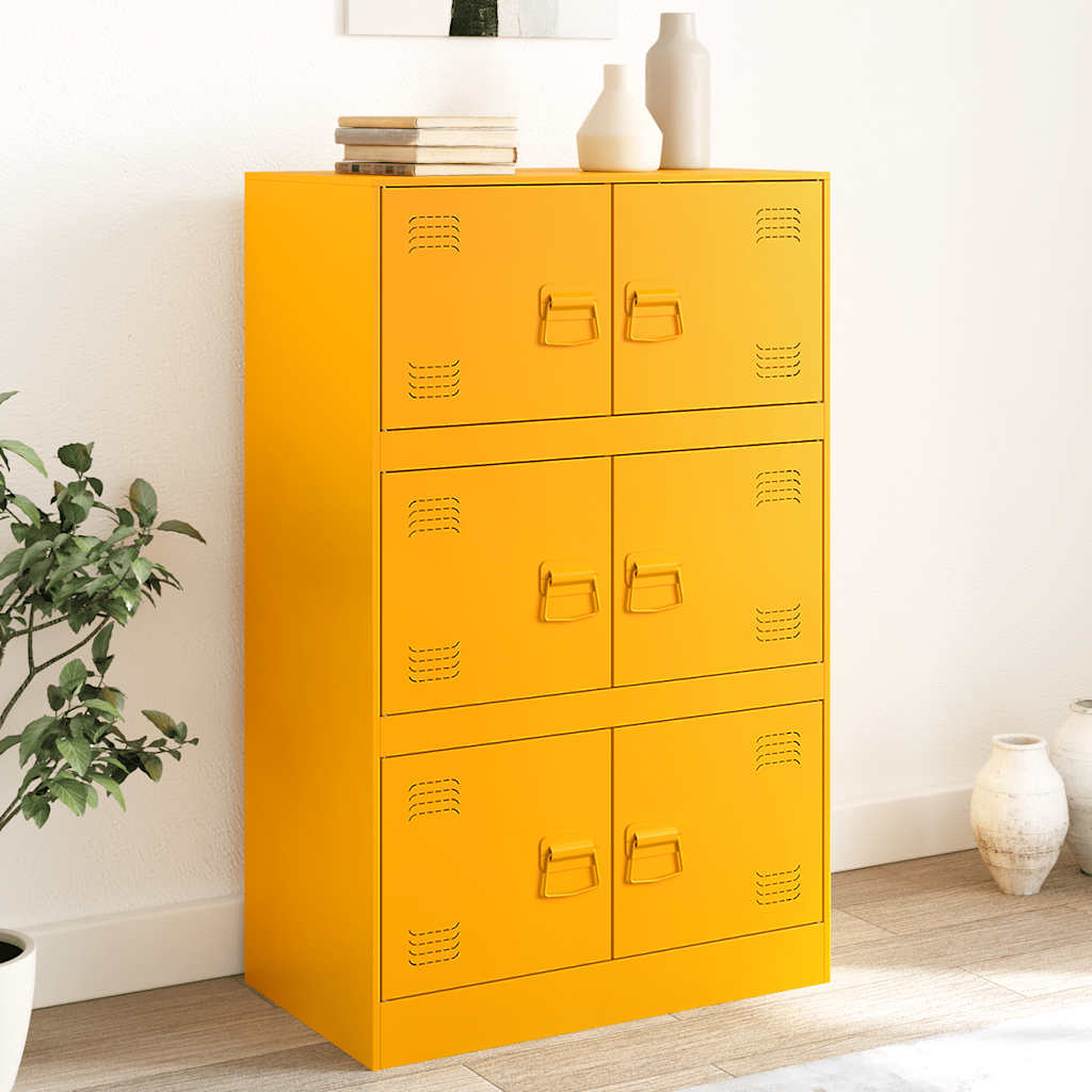 Buffet jaune moutarde 67x39x107 cm acier