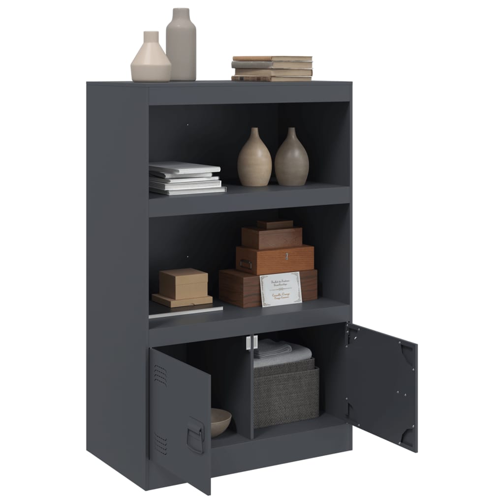 Buffet anthracite 67x39x107 cm acier