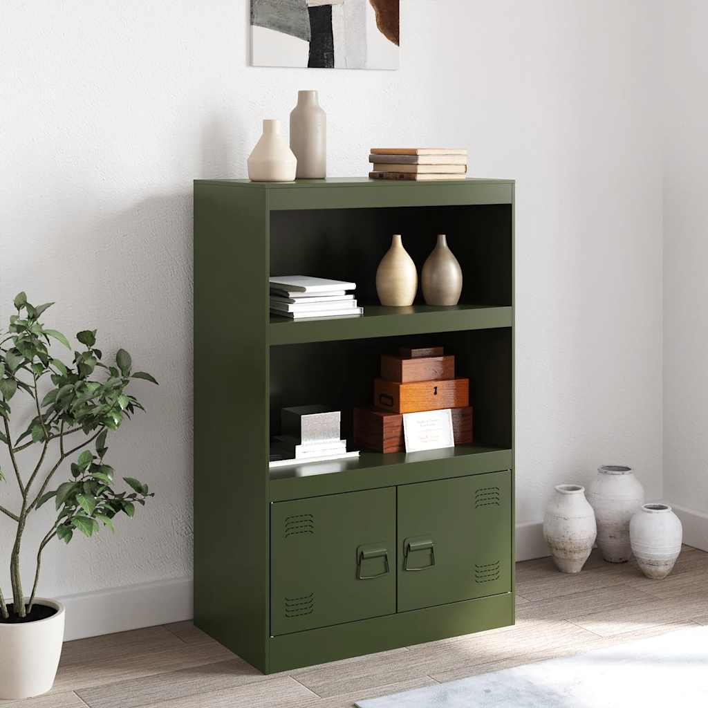 Buffet vert olive 67x39x107 cm acier