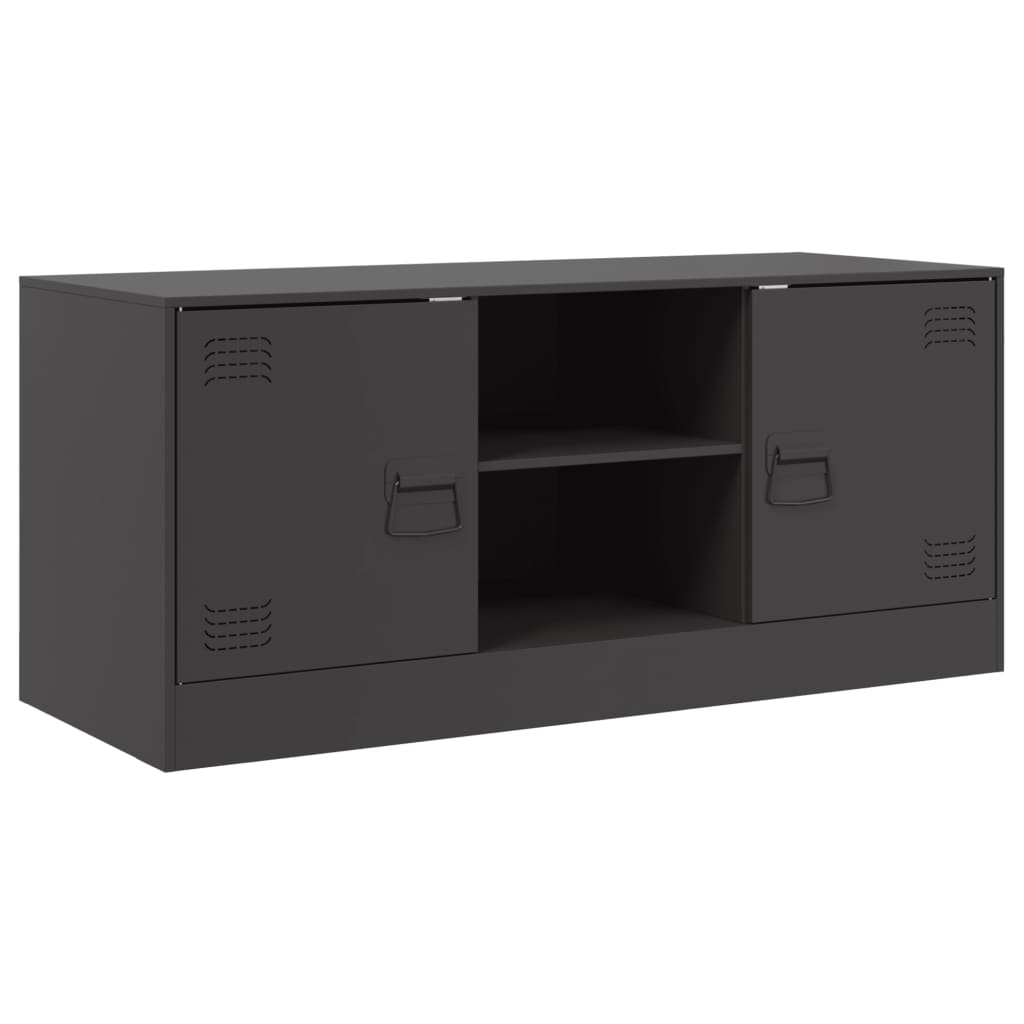 Meuble TV noir 99x39x44 cm acier