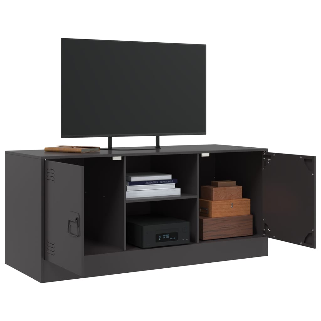 Meuble TV noir 99x39x44 cm acier