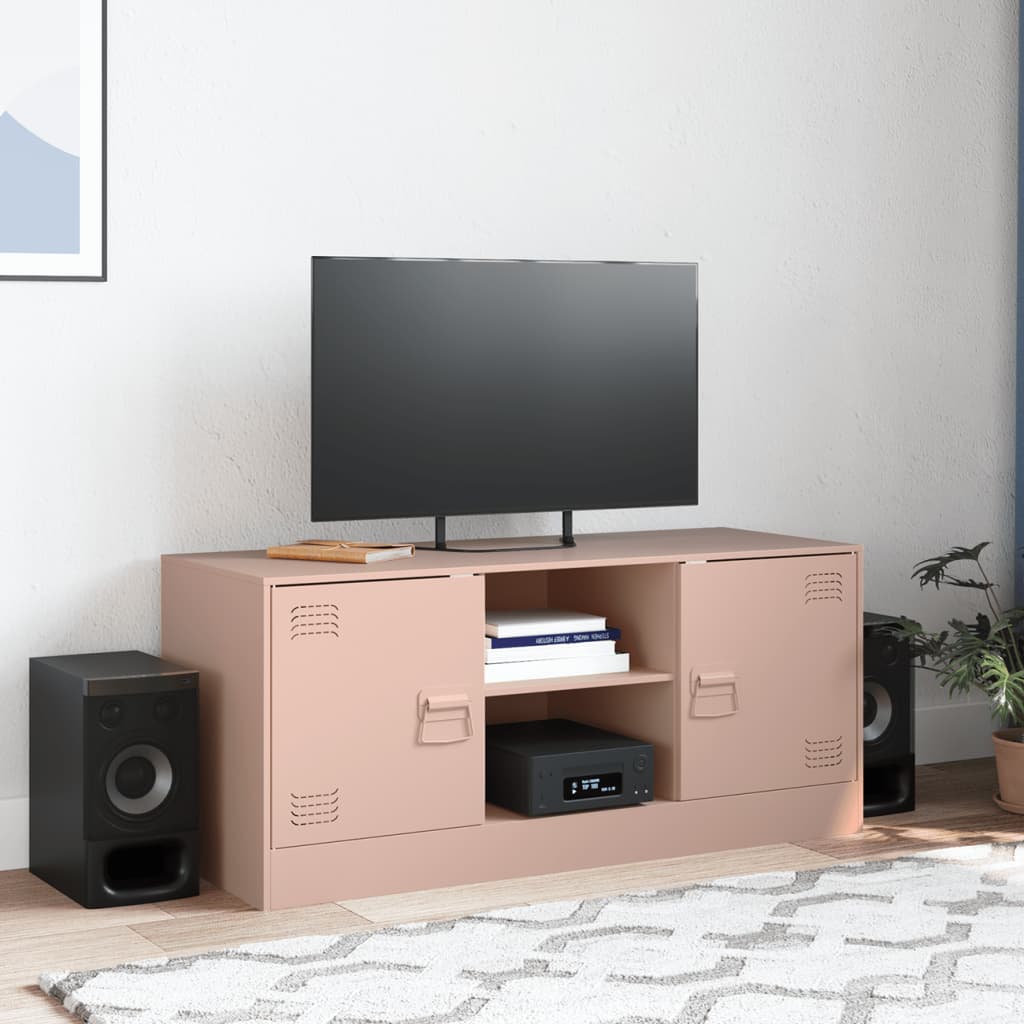 Meuble TV rose 99x39x44 cm acier