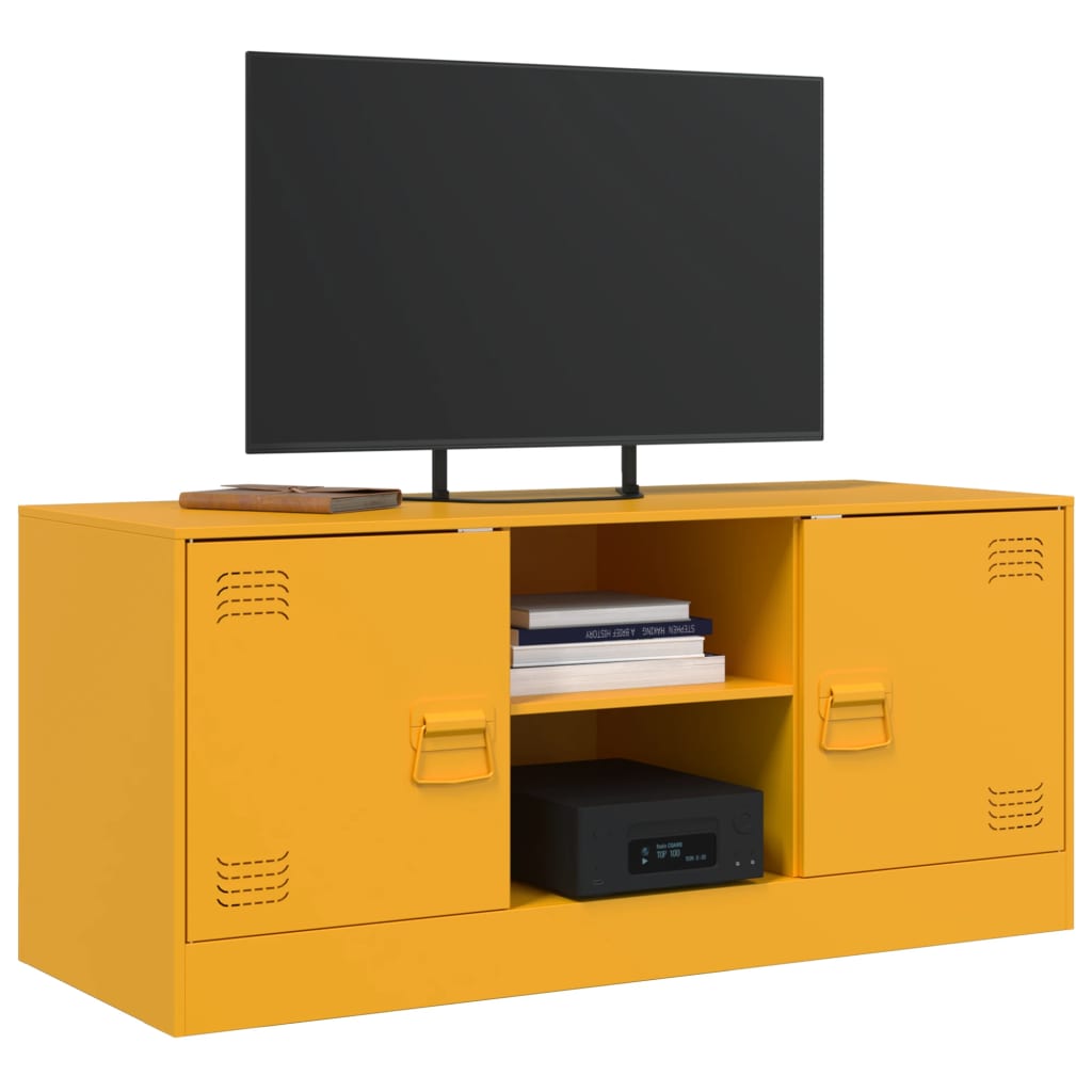 Meuble TV jaune moutarde 99x39x44 cm acier