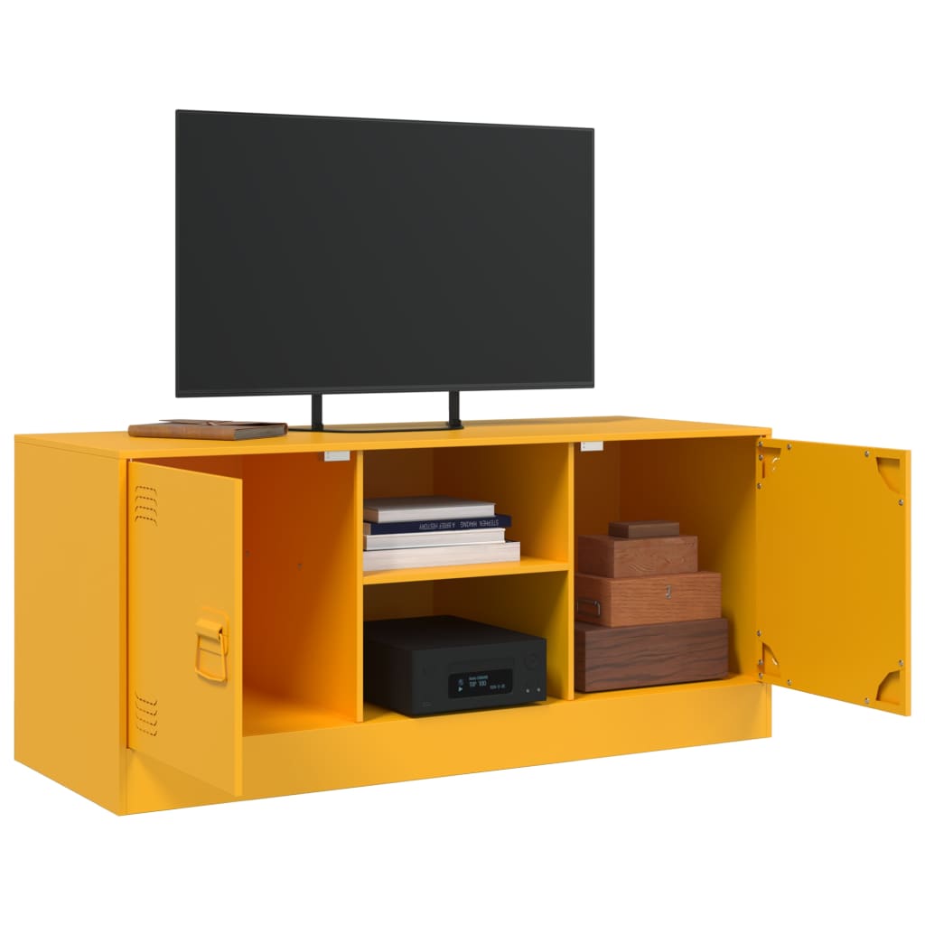 Meuble TV jaune moutarde 99x39x44 cm acier