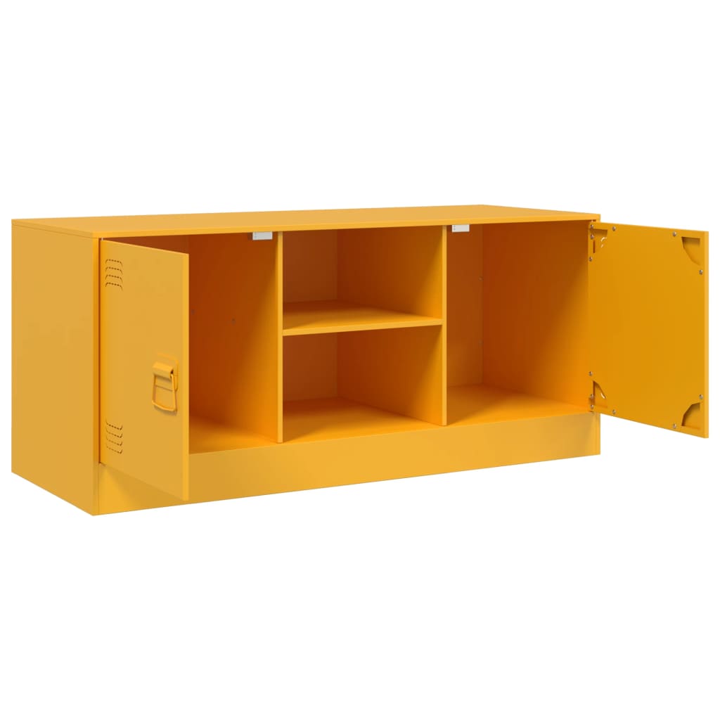 Meuble TV jaune moutarde 99x39x44 cm acier