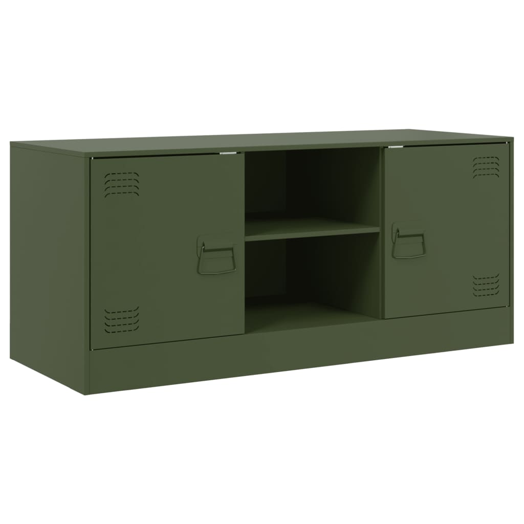 Meuble TV vert olive 99x39x44 cm acier