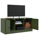 Meuble TV vert olive 99x39x44 cm acier