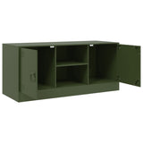 Meuble TV vert olive 99x39x44 cm acier