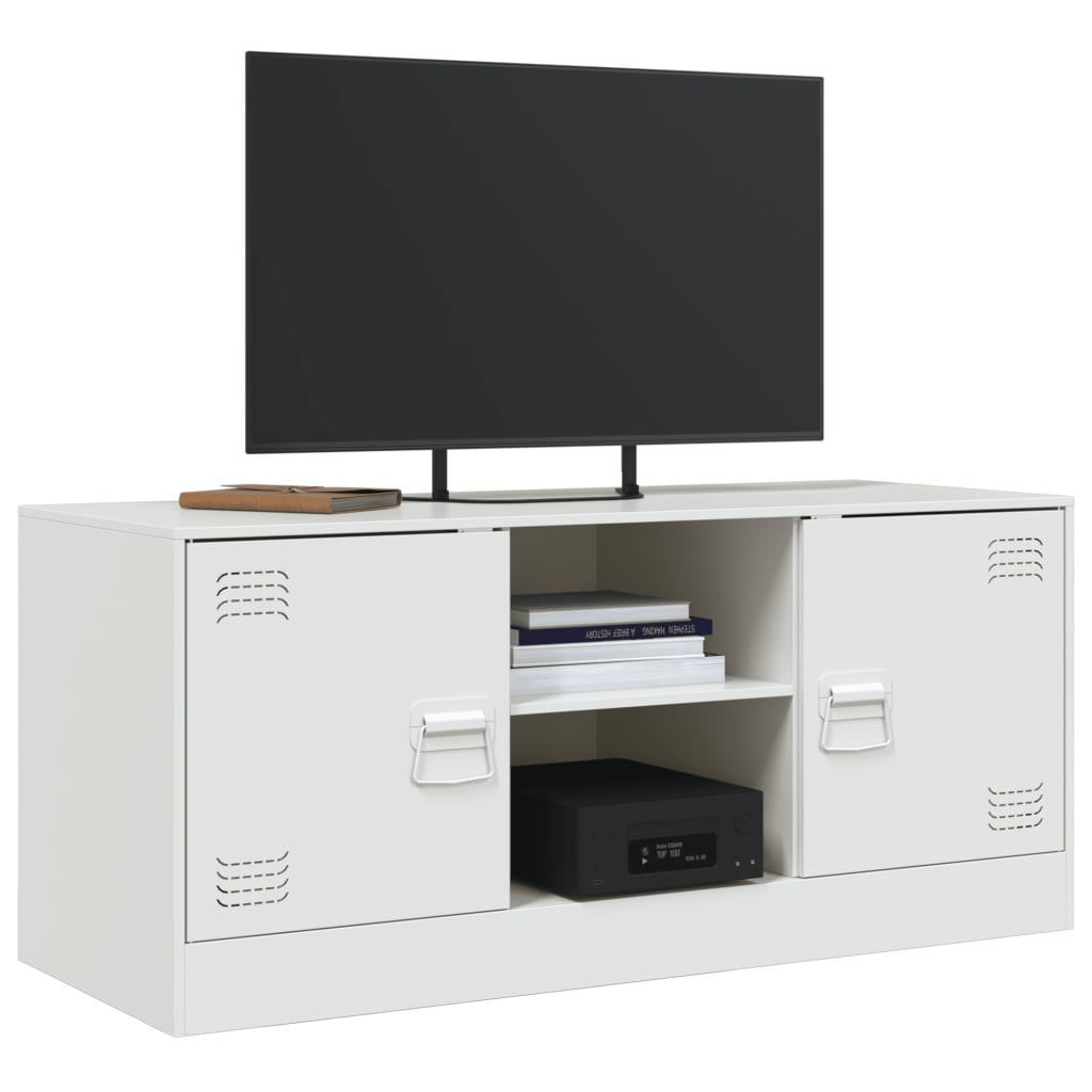 Meuble TV blanc 99x39x44 cm acier