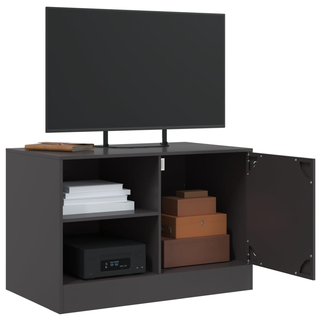 Meuble TV noir 67x39x44 cm acier