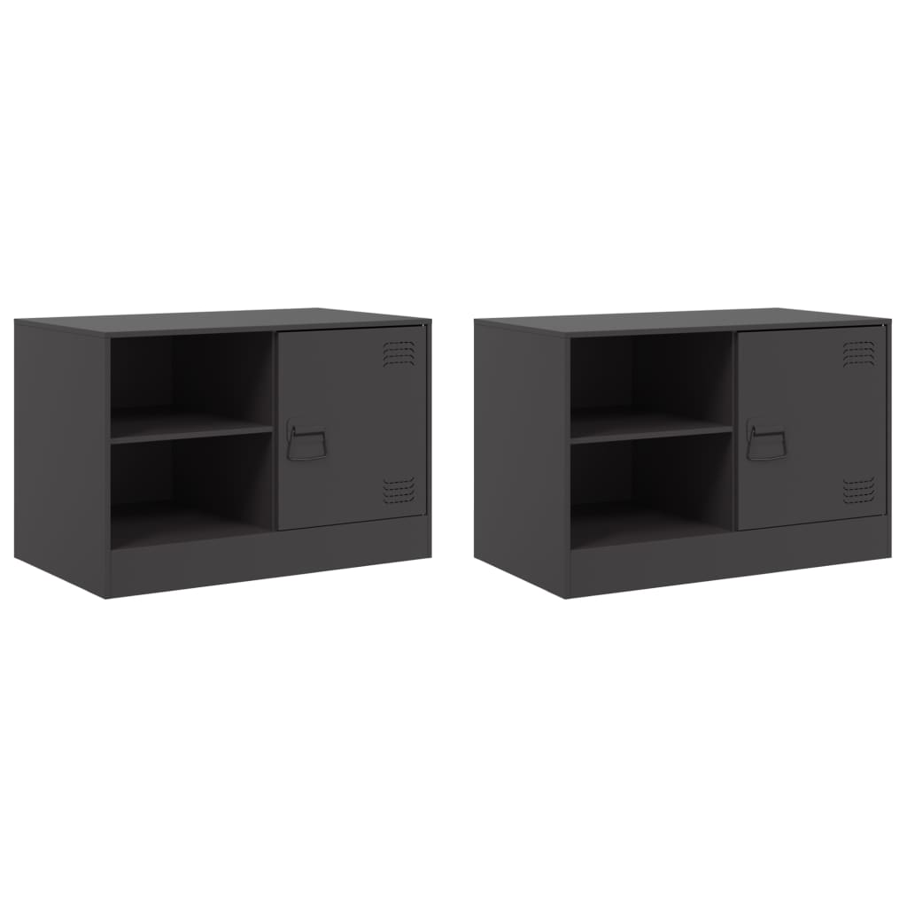 Meubles TV 2 pcs noir 67x39x44 cm acier