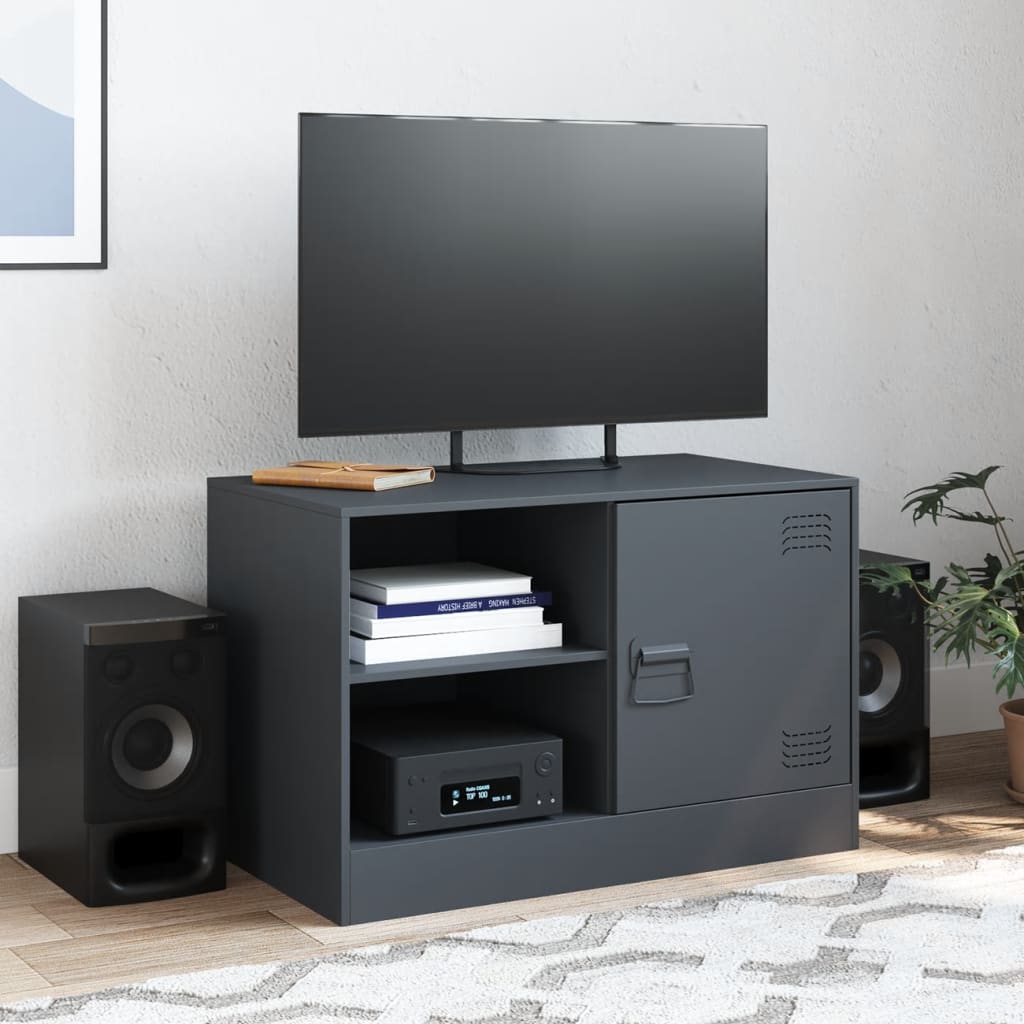 Meuble TV anthracite 67x39x44 cm acier