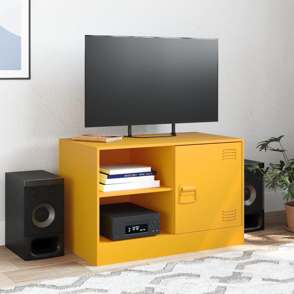 Meuble TV jaune moutarde 67x39x44 cm acier