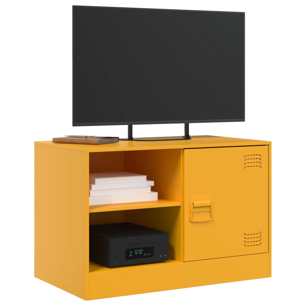 Meuble TV jaune moutarde 67x39x44 cm acier