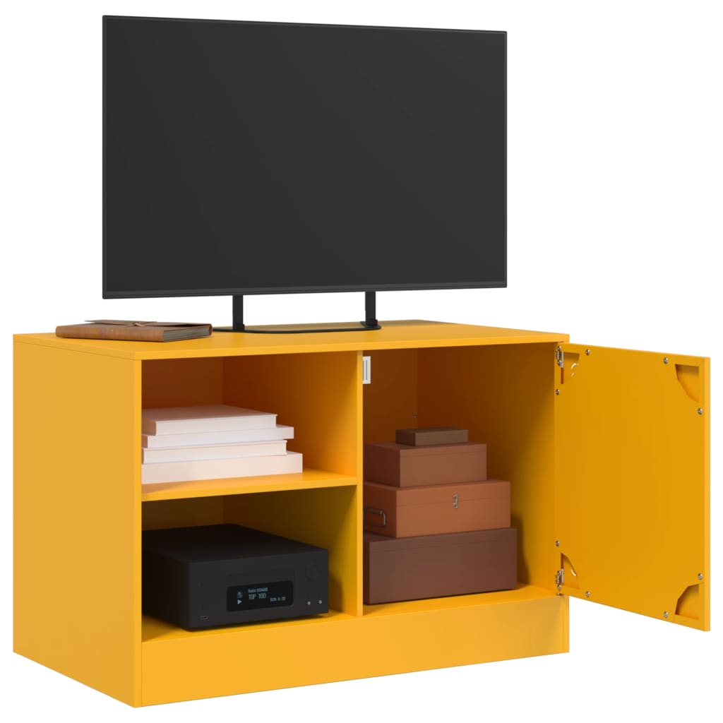 Meuble TV jaune moutarde 67x39x44 cm acier